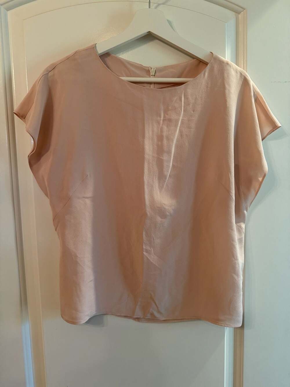 Escada Silk Blouse Size 38 Petal Pink Short Sleeve Top